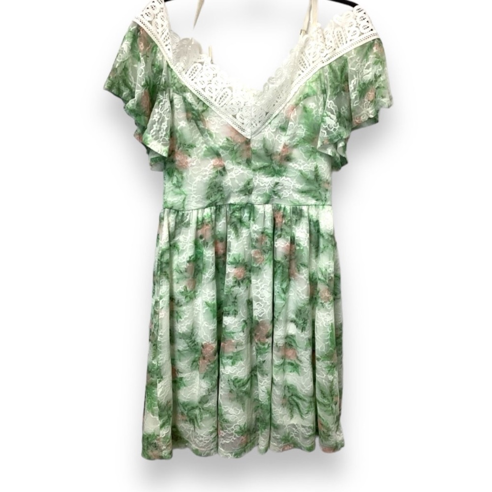 Disney Juniors Charming Dapper Days Floral Cold Shoulder Lace Dress, sz S - Picture 2 of 12